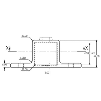 Bevestigingsring dubbel 40 mm vierkant