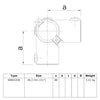 Kruisstuk 1-vlak open 48,3 mm  technische tekening