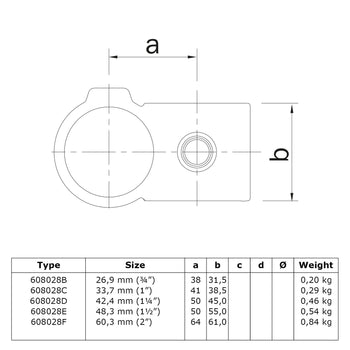 Kruisstuk 90º 33,7 mm technische tekening