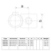 Kruisstuk 90º verloop 33,7 - 42,4 mm technische tekening