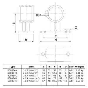 Leuningdrager 33,7 mm