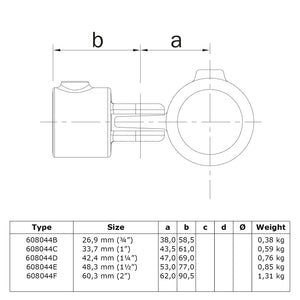 Scharnierstuk enkel 48,3 mm technische tekening