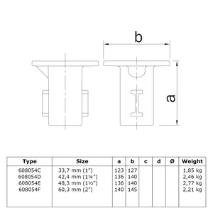 Straatpot 33,7 mm technische tekening