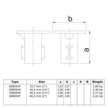 Straatpot 60,3 mm technische tekening