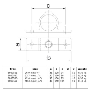 Bevestigingsring dubbel 33,7 mm technische tekening