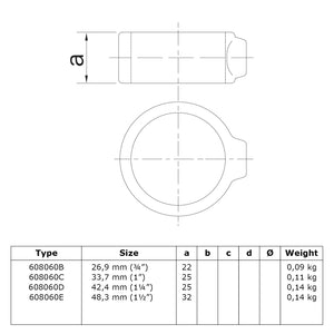 Borgring 42,4 mm technische tekening