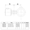 Scharnierstuk enkel zwart 48,3 mm technische tekening