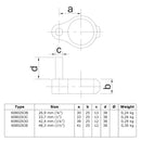 Scharnierpen zwart 26,9 mm technische tekening