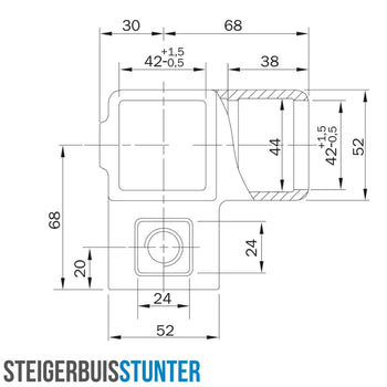 Hoekstuk 90º zwart 40 mm vierkant