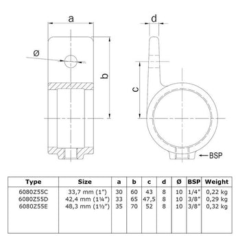 Bevestigingsring enkel zwart 48,3 mm